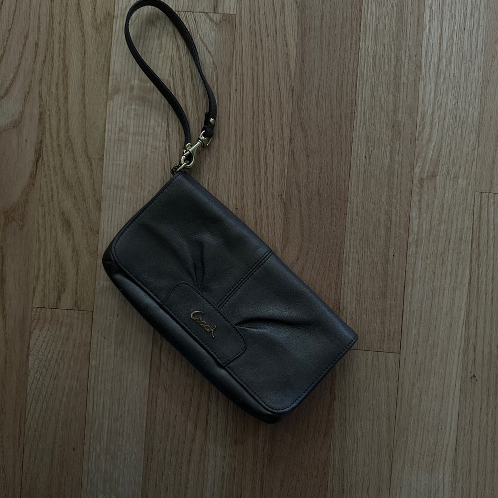 Coach Grey Leather Wristlet